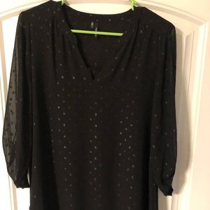 Black Metallic Dot Blouse